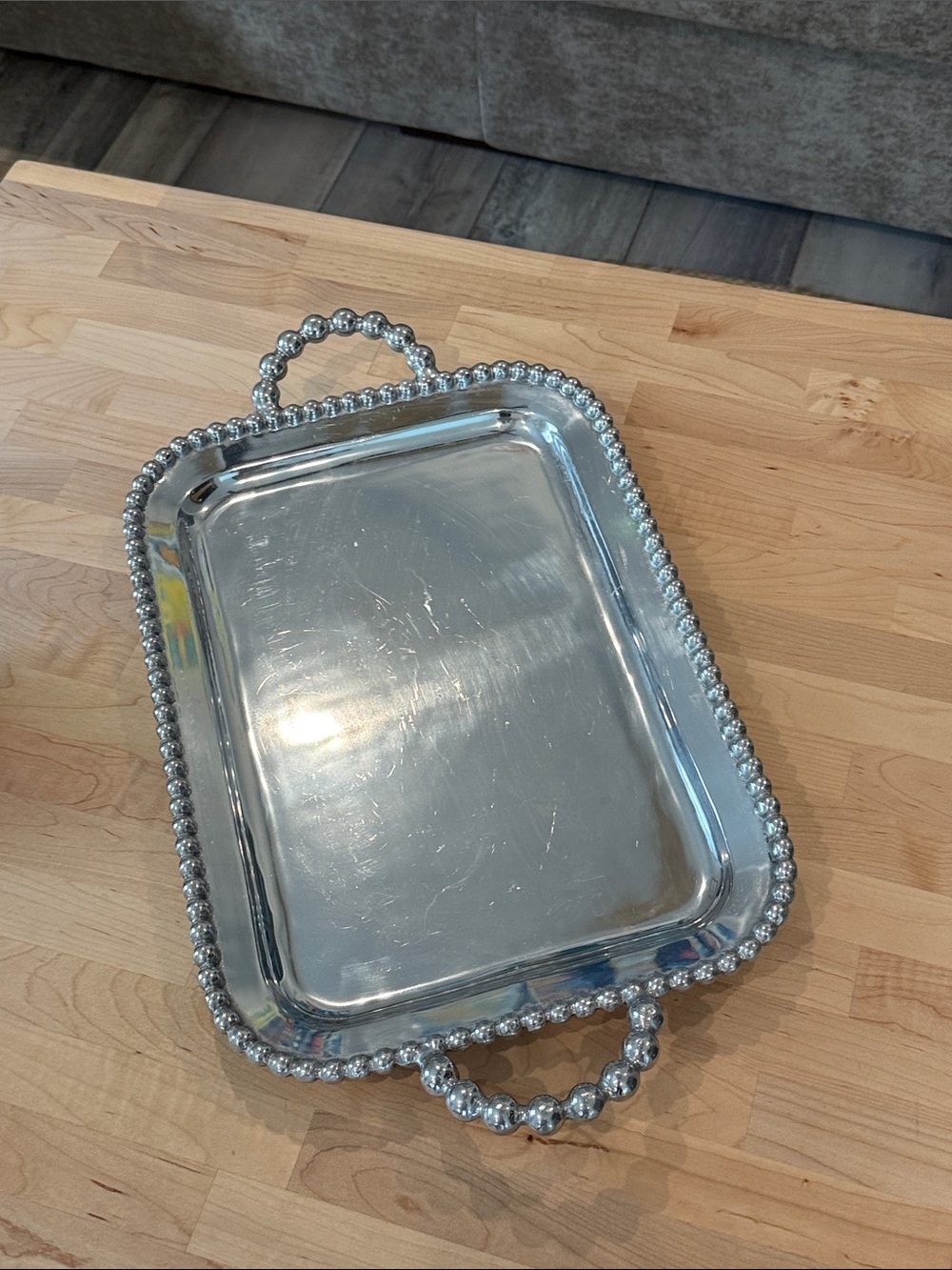 Mariposa Silver-Tone Decorative Tray (Embossed Logo)